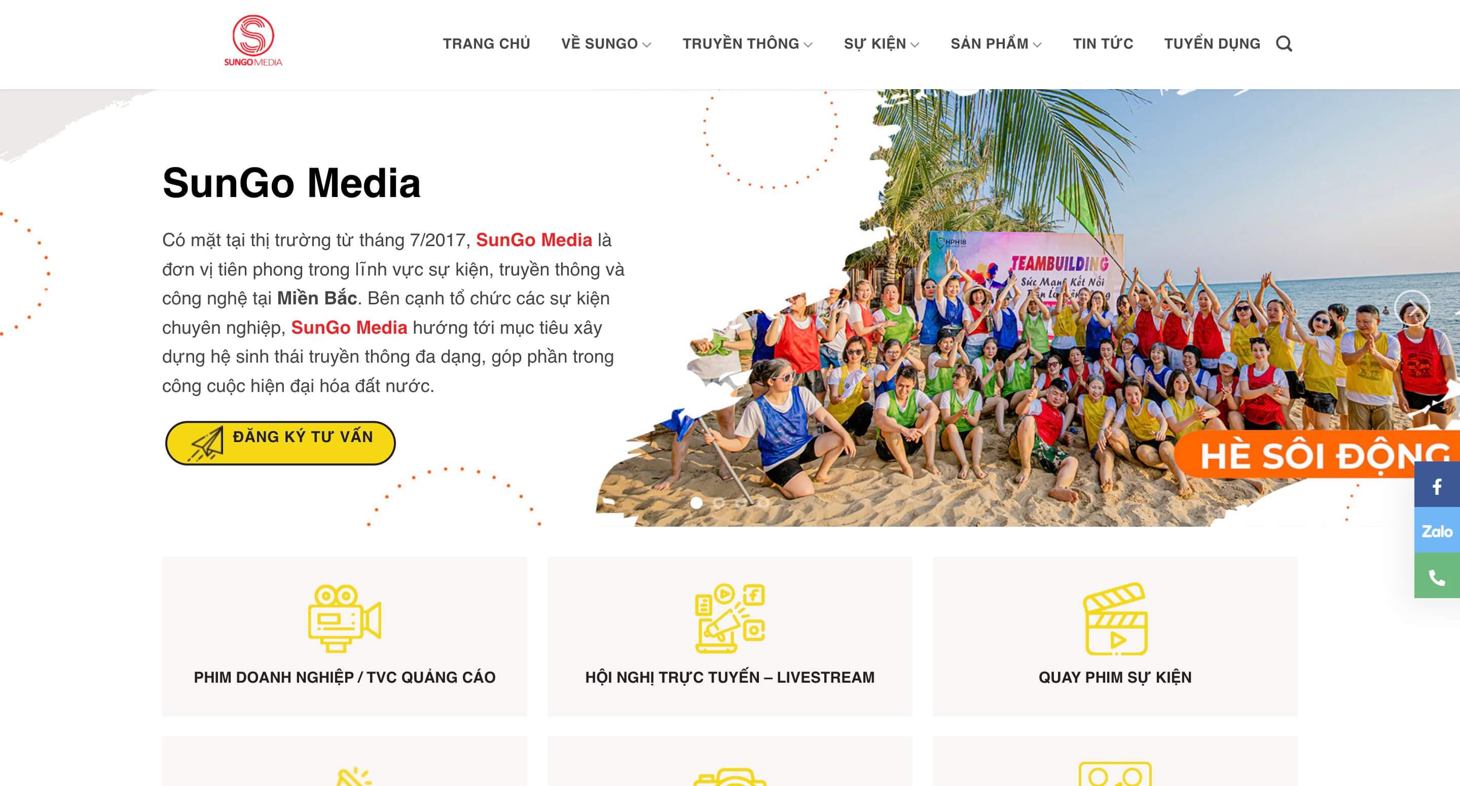 SunGo Group – Website Tổ Chức Sự Kiện & Truyền Thông Đa Phương Tiện