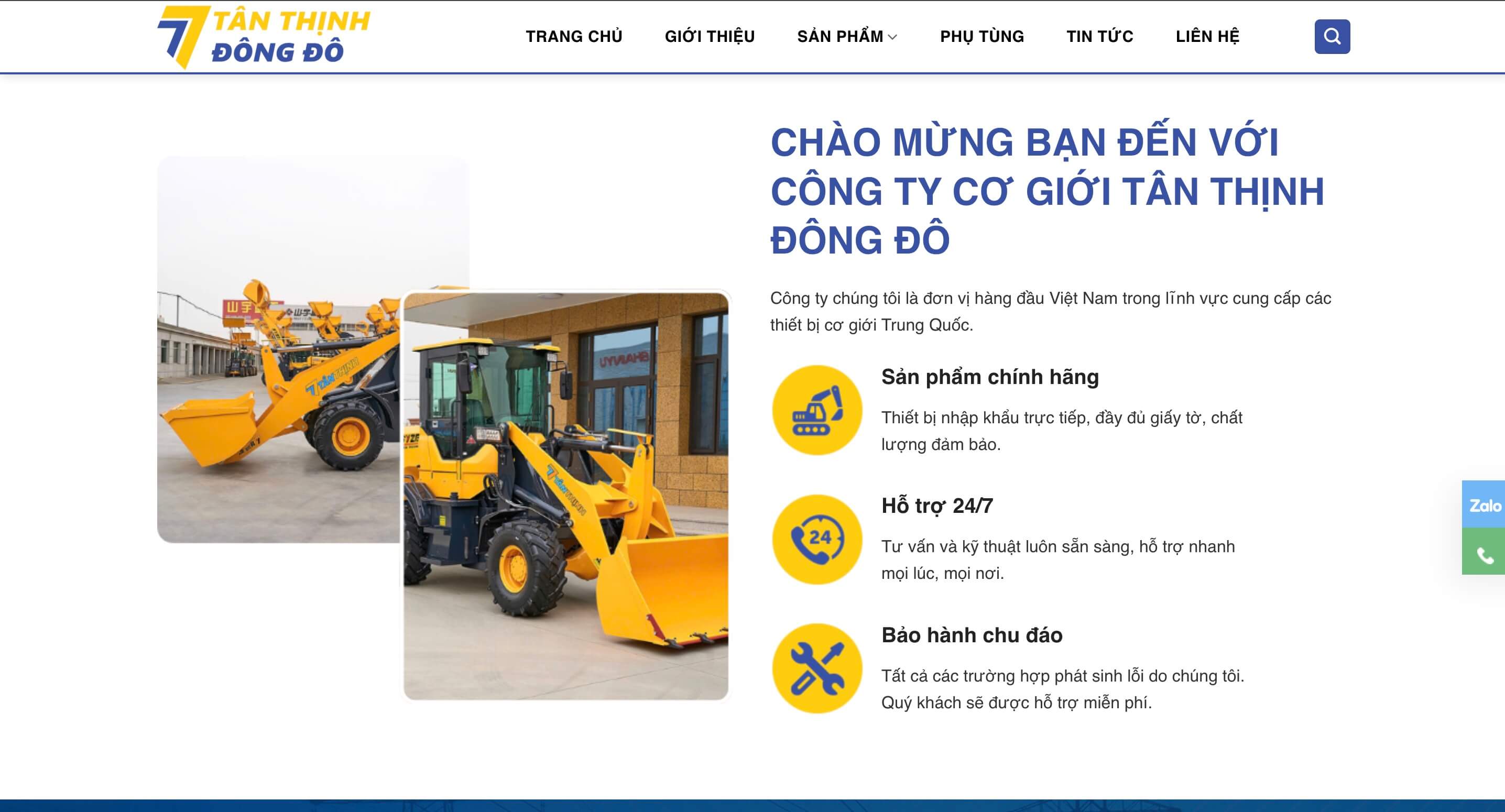 Cơ Giới Tân Thịnh Đông Đô – Website Máy Công Trình