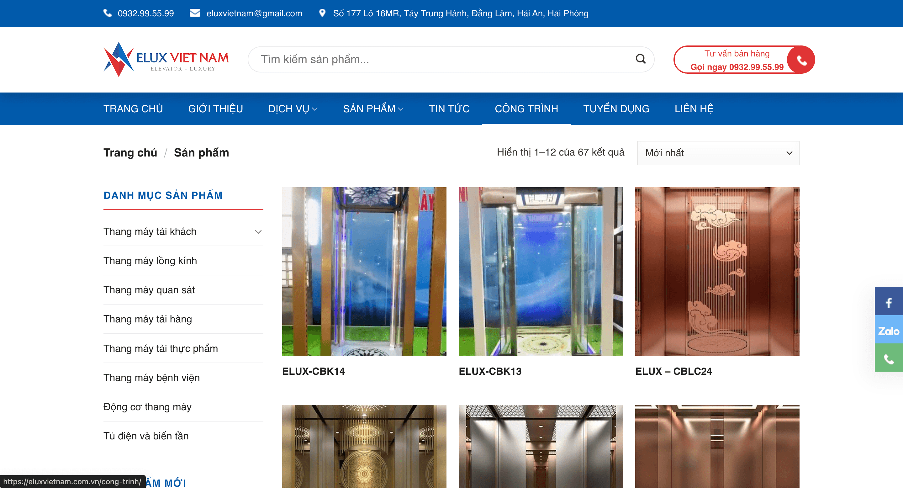 ELUX Việt Nam – Website Doanh Nghiệp Thang Máy