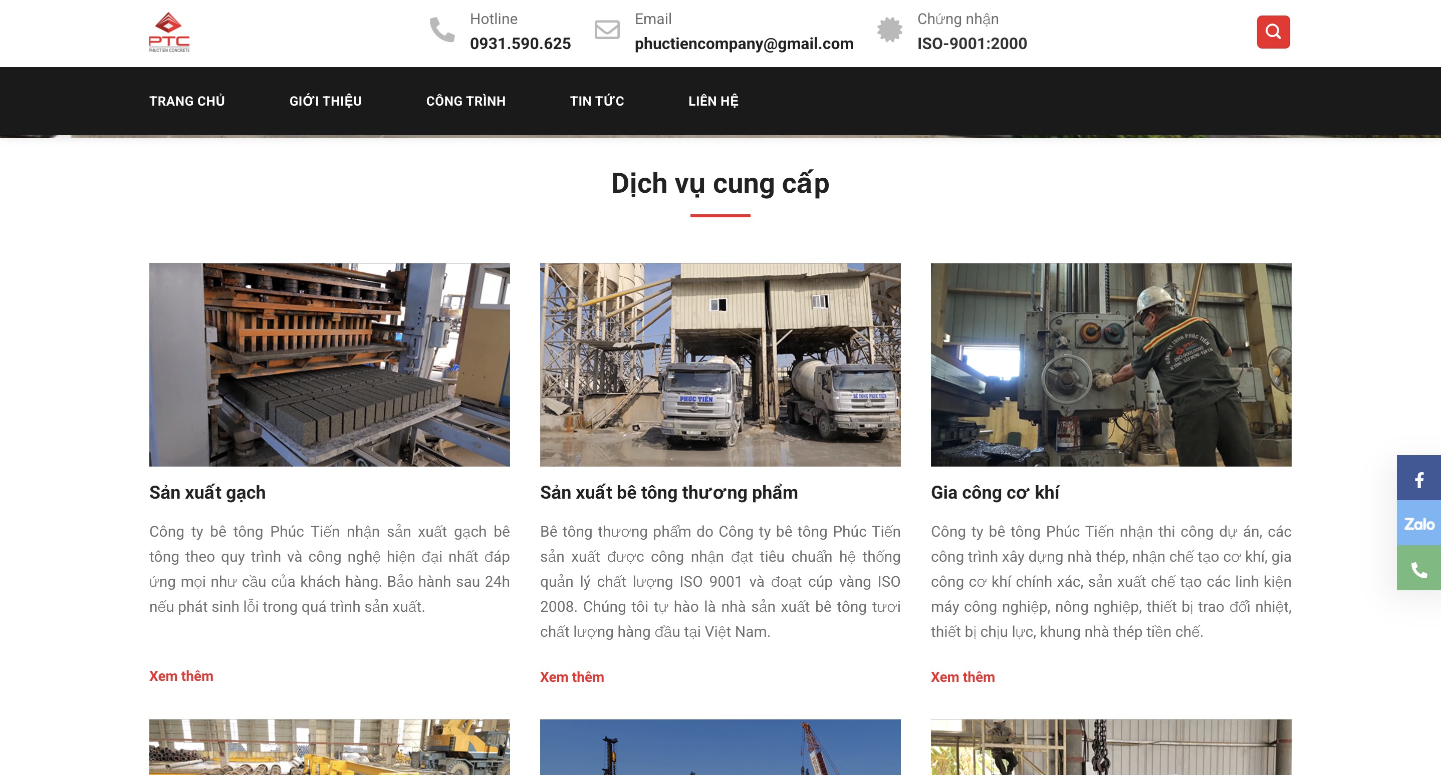 Bê Tông Phúc Tiến Hải Phòng – Website Doanh Nghiệp