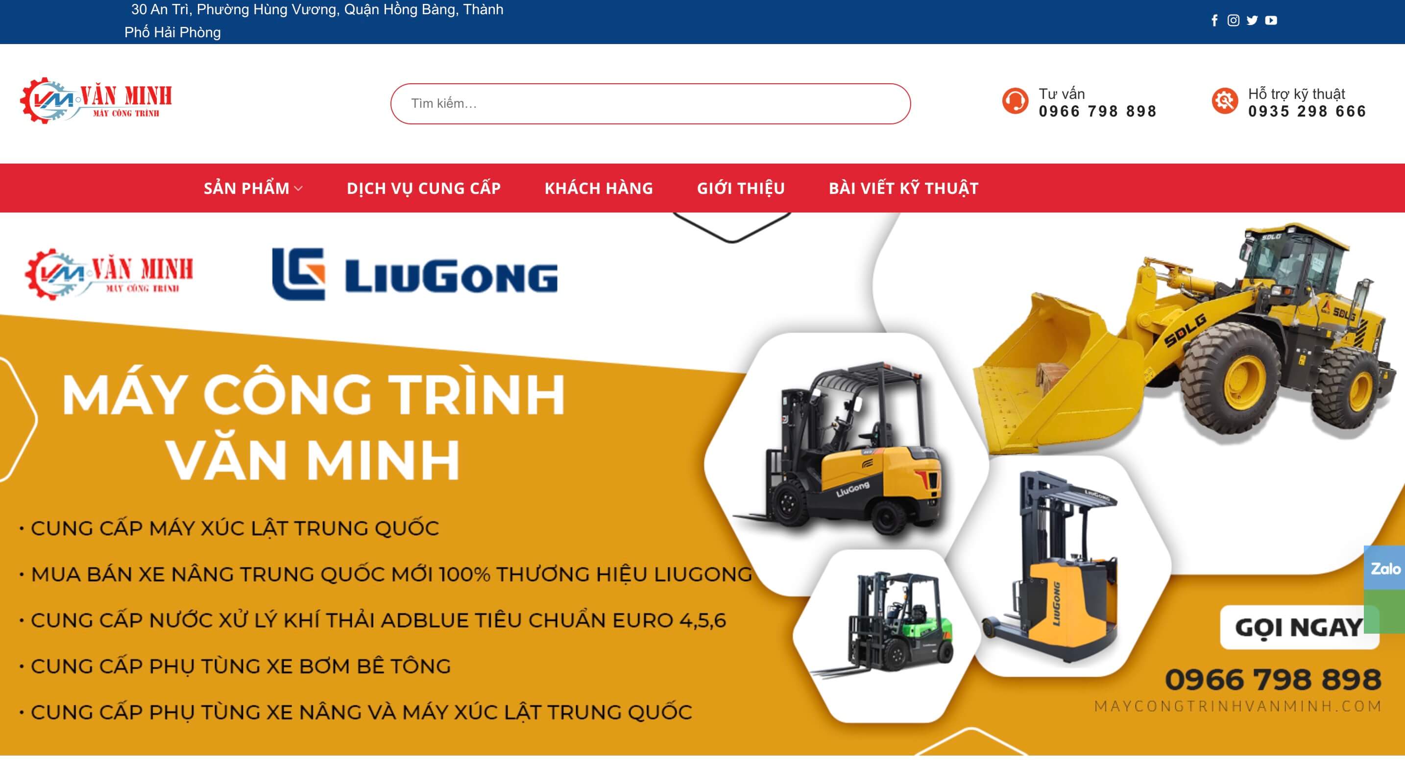 Máy Công Trình Văn Minh – Website Catalogue Thiết Bị Công Trình